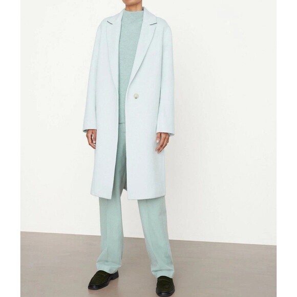 $795 Vince Womens Coat 2XL XXL Mint Glass Brushed Wool Classic Straight Overcoat - Picture 3 of 4